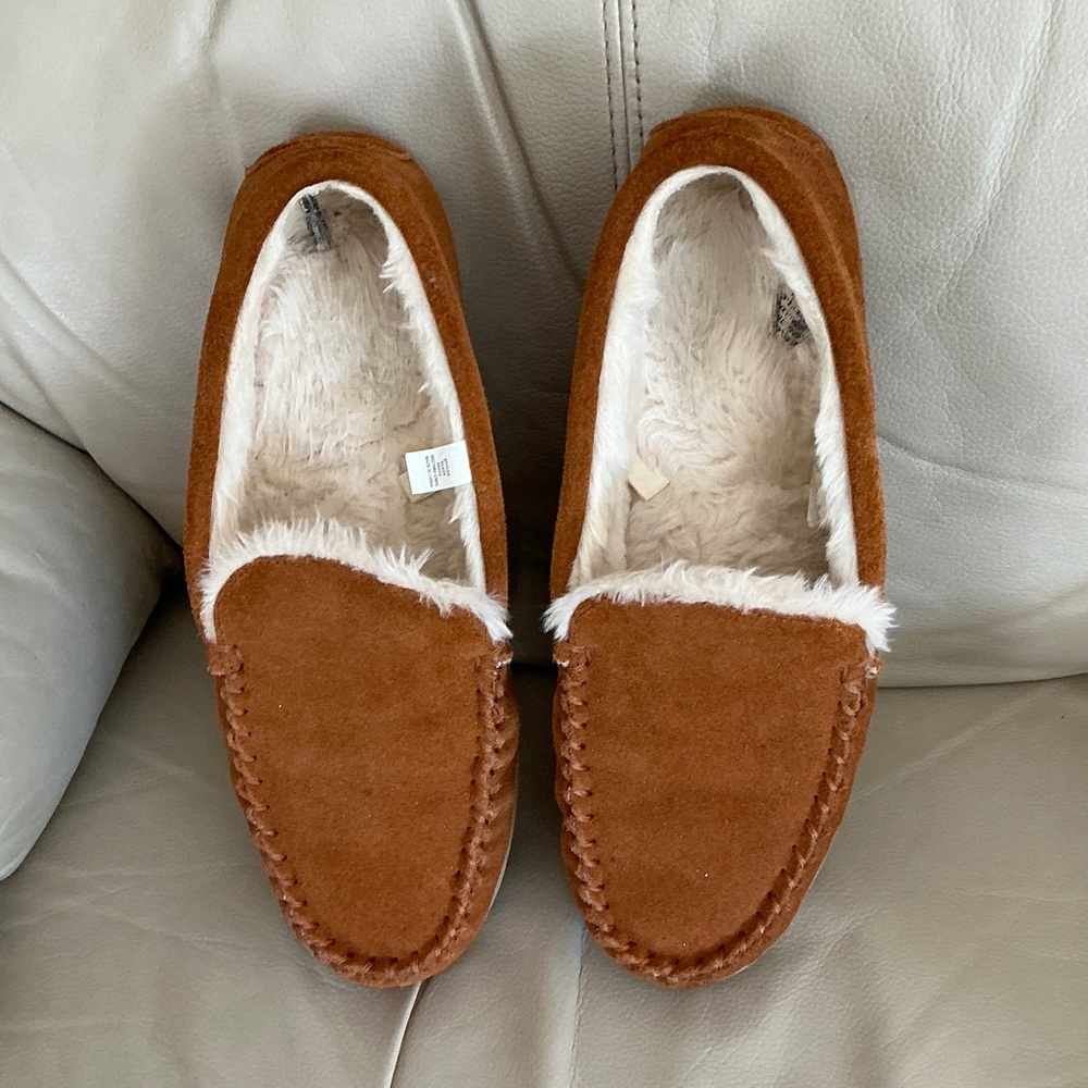 J. Crew Tan Suede Loafers with Plush Lining